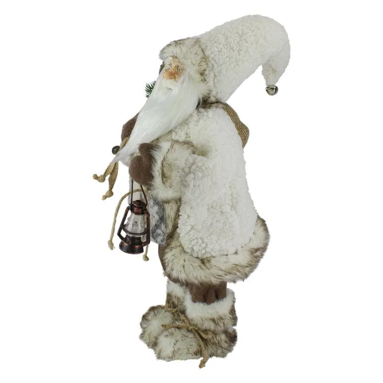 12" Standing Snow Lodge Santa Christmas Figurine with a Lantern