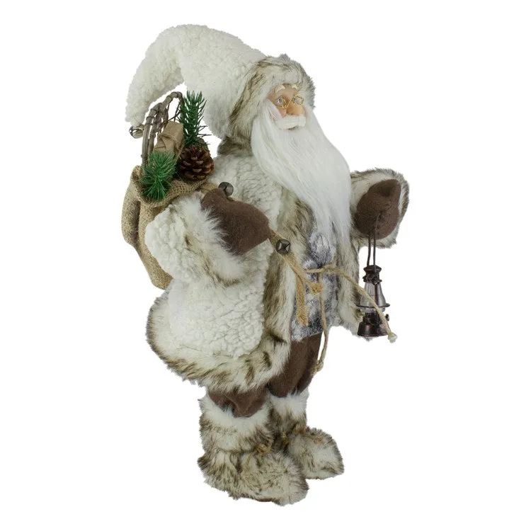 12" Standing Snow Lodge Santa Christmas Figurine with a Lantern