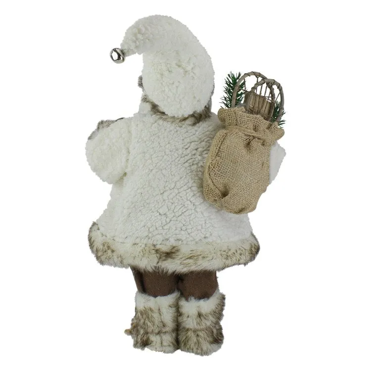 12" Standing Snow Lodge Santa Christmas Figurine with a Lantern