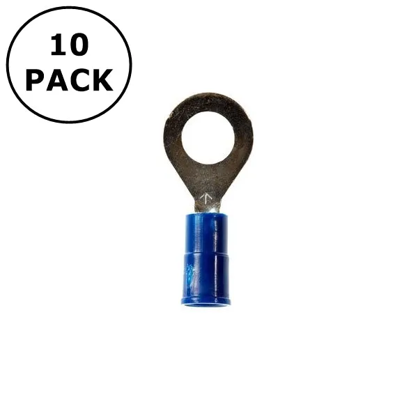 (2358) 1/4" Stud Blue Vinyl Insulated Ring Terminals for 16-14AWG Wire ~ 10 Pack