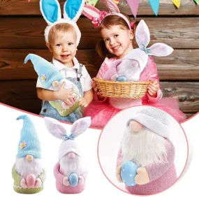 2PCS Easter Gnome Plush Bunny Stuffed Rabbit Ear with Egg