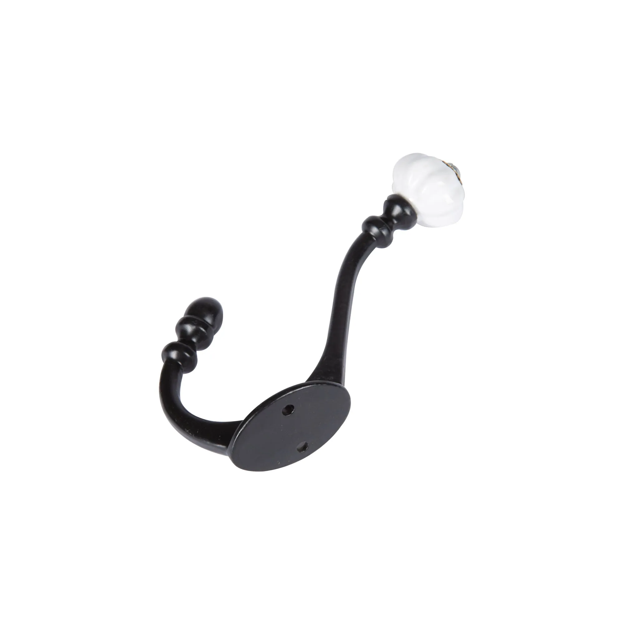 30mm x 140mm Black Ceramic Flower Hat & Coat Hook - By Hammer & Tongs