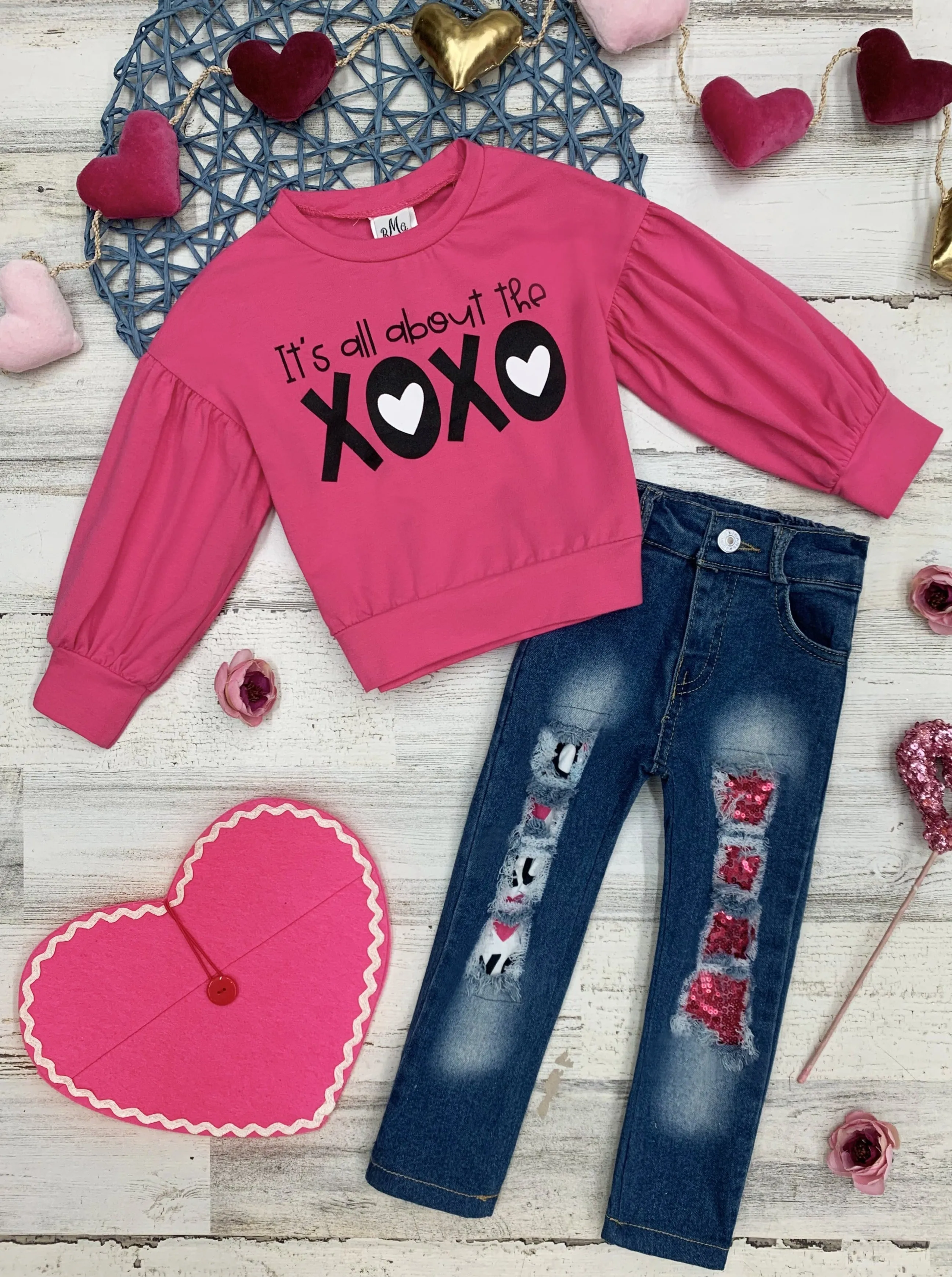 All About The XOXO Patched Jeans Set