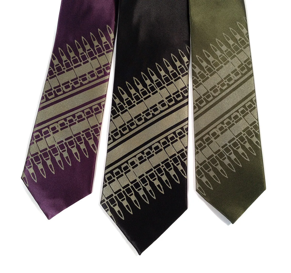 Ammo Silk Necktie, Bandolier Print Tie