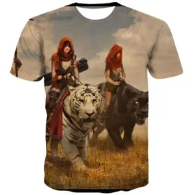 Animal T shirts Men Tiger Tshirts Cool War Tshirts Casual Harajuku Tshirt Printed Street Shirt Print Short Sleeve Punk Rock Mens