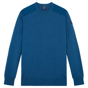 Aqua Wool Crew Neck with Typhoon Details