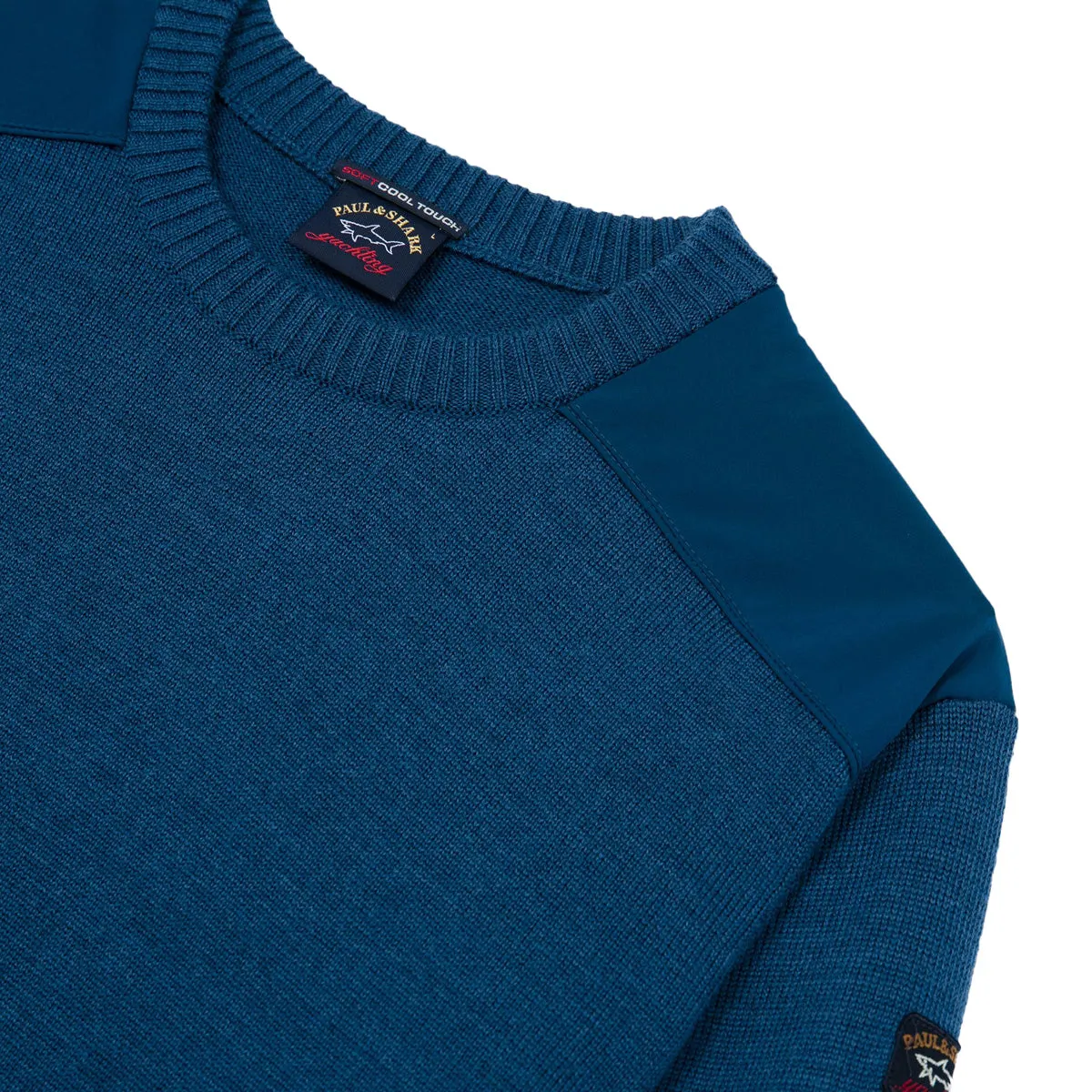 Aqua Wool Crew Neck with Typhoon Details