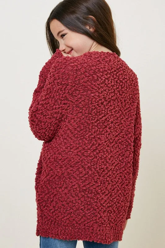 aurora rose popcorn cardigan