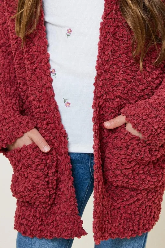 aurora rose popcorn cardigan