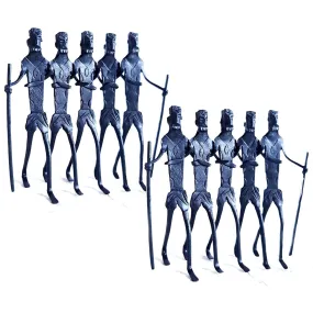 Bastar Handmade Wrought Iron Dancing Tribals (Set of 2)