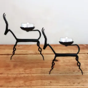 Bastar Handmade Wrought Iron Deer Tealight Holder (Set of 2)