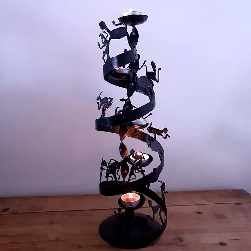 Bastar Handmade Wrought Iron Spiral tealight Holder showpiece