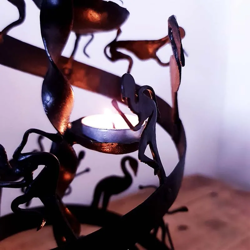 Bastar Handmade Wrought Iron Spiral tealight Holder showpiece