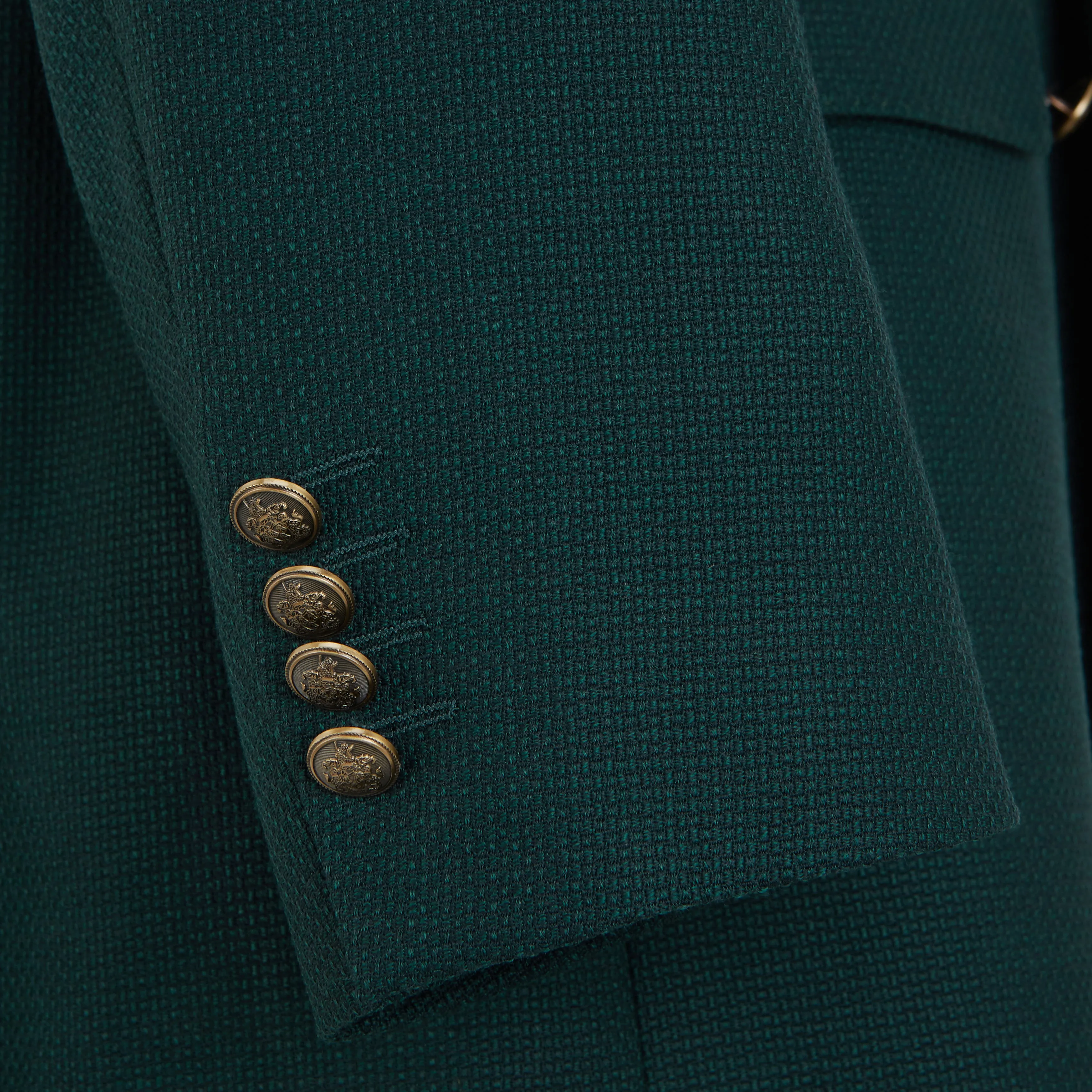 Baylen Green Basketweave Wool Blazer