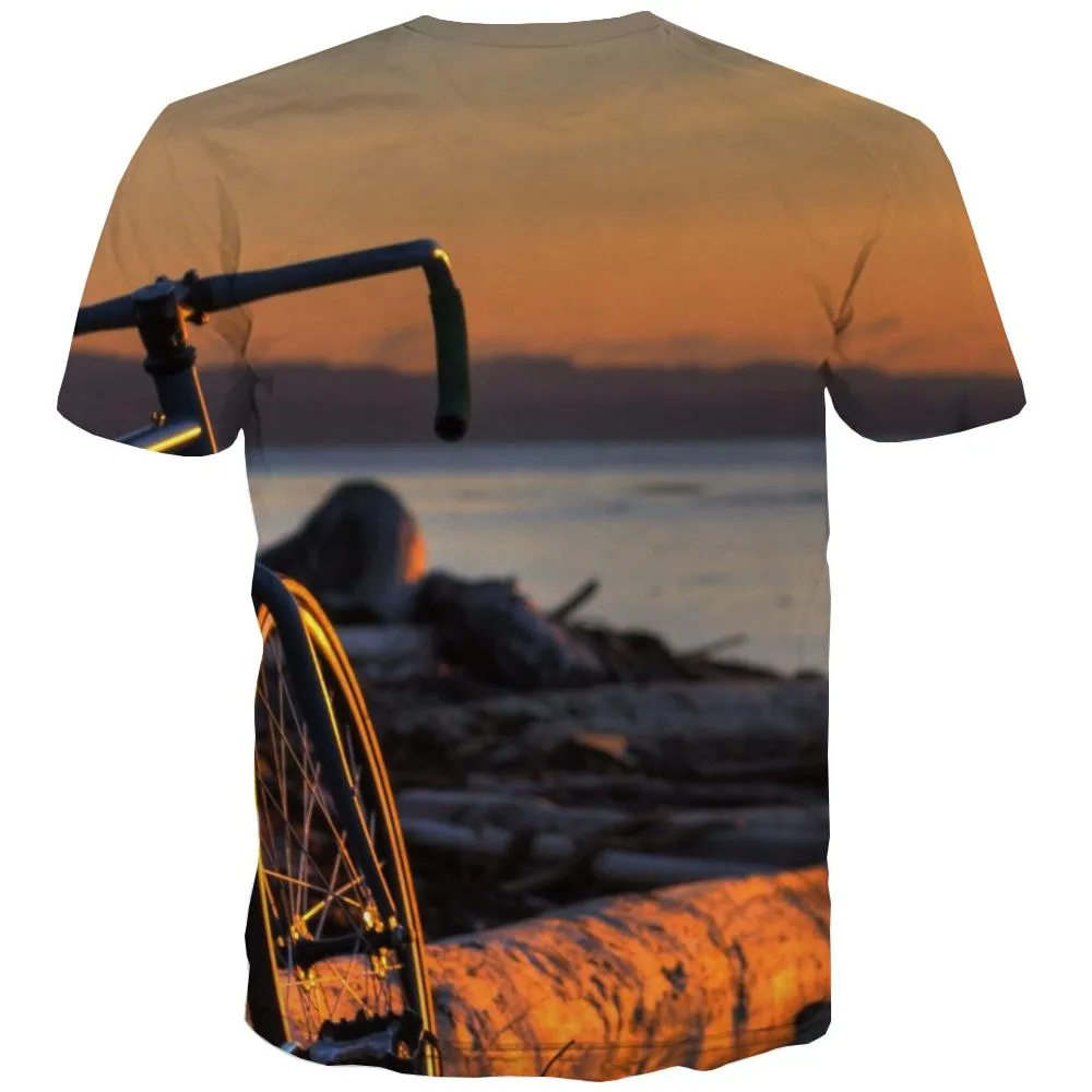 Bicycle T shirts Men Metal T-shirts 3d City Tshirts Novelty Psychedelic T-shirts Graphic