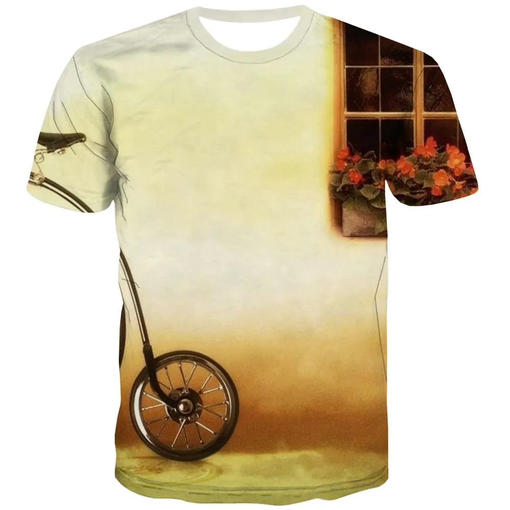 Bicycle T shirts Men Metal Tshirt Printed City Tshirts Casual Psychedelic Shirt PrintStarry Sky T-shirt