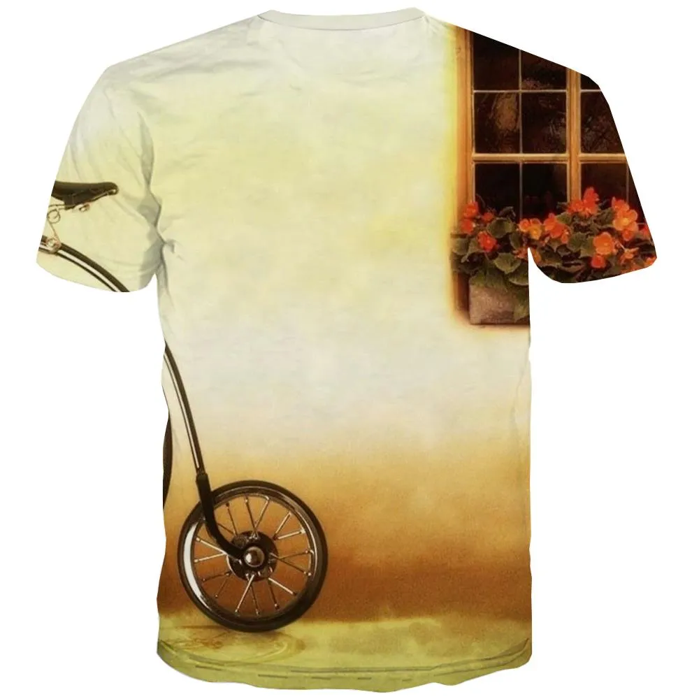 Bicycle T shirts Men Metal Tshirt Printed City Tshirts Casual Psychedelic Shirt PrintStarry Sky T-shirt