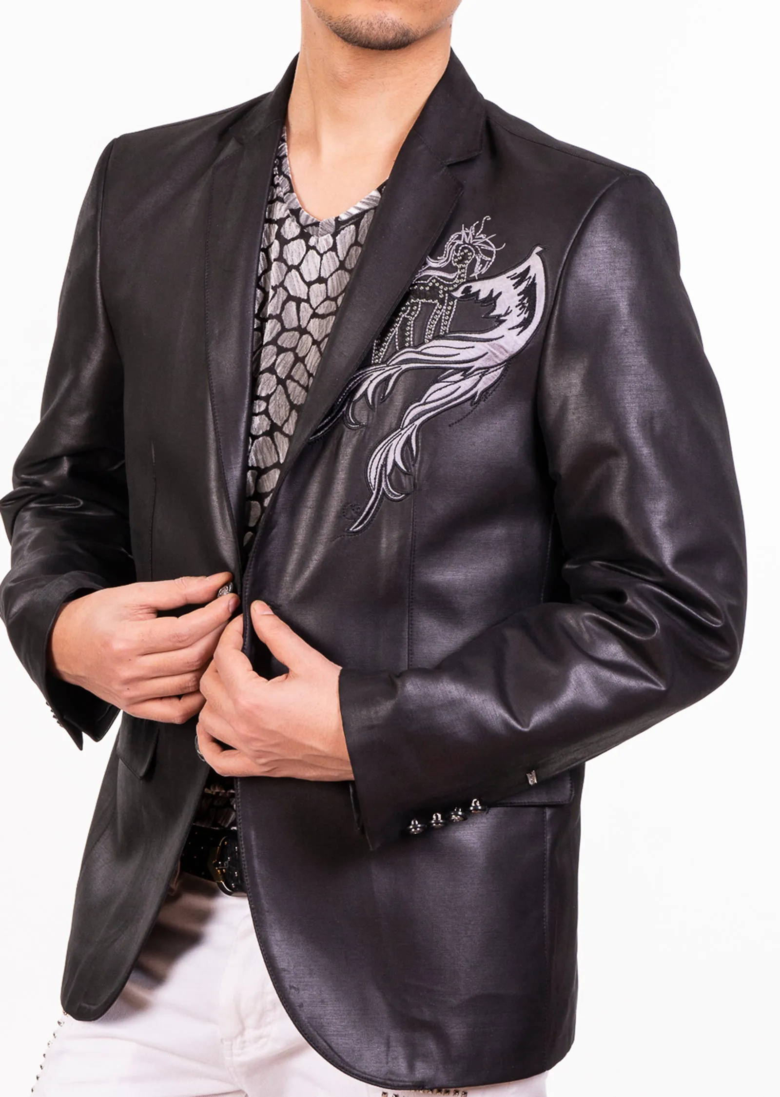 Black Embroidery "Dangerous" Blazer