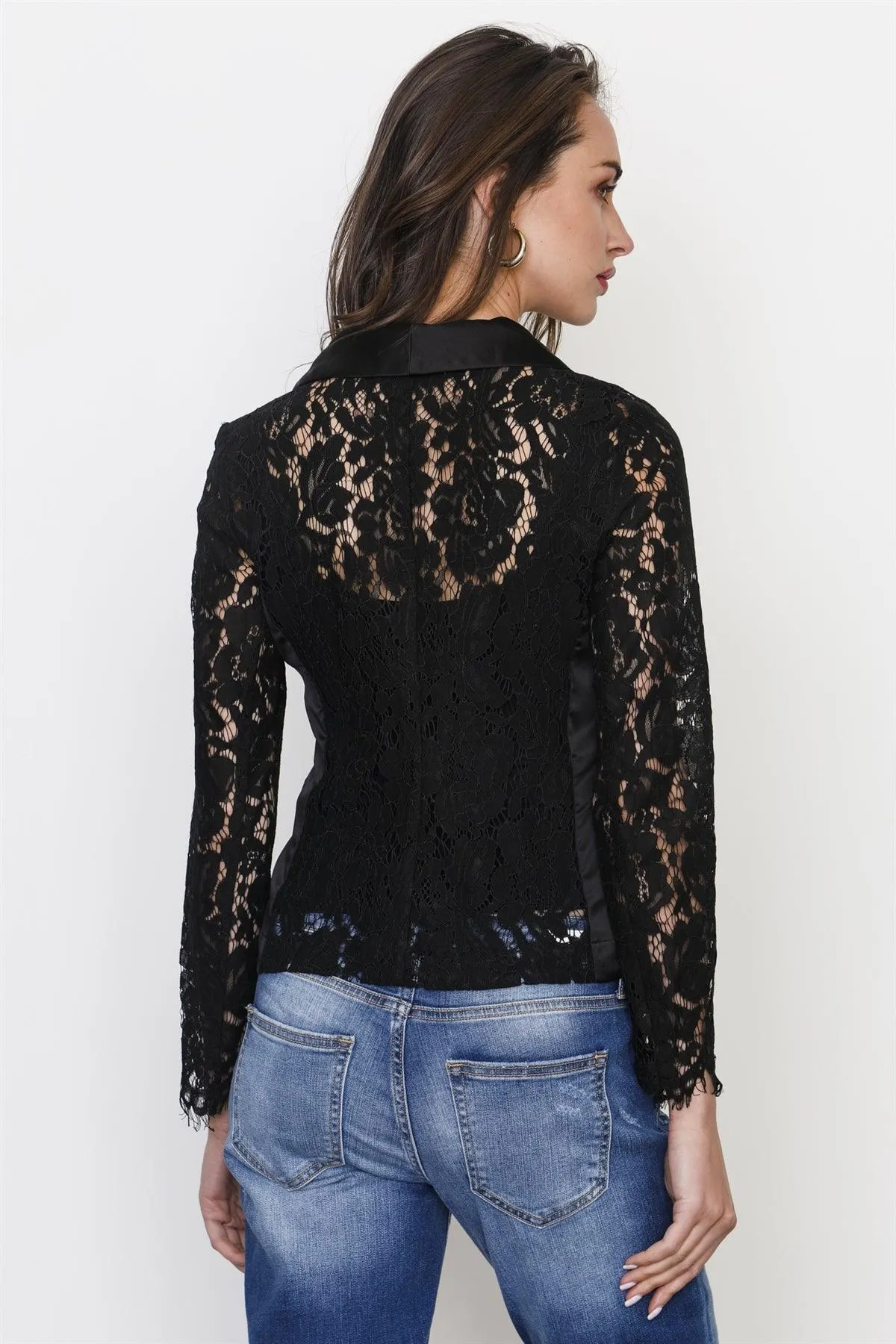 Black Floral Lace Blazer / 3-2-1