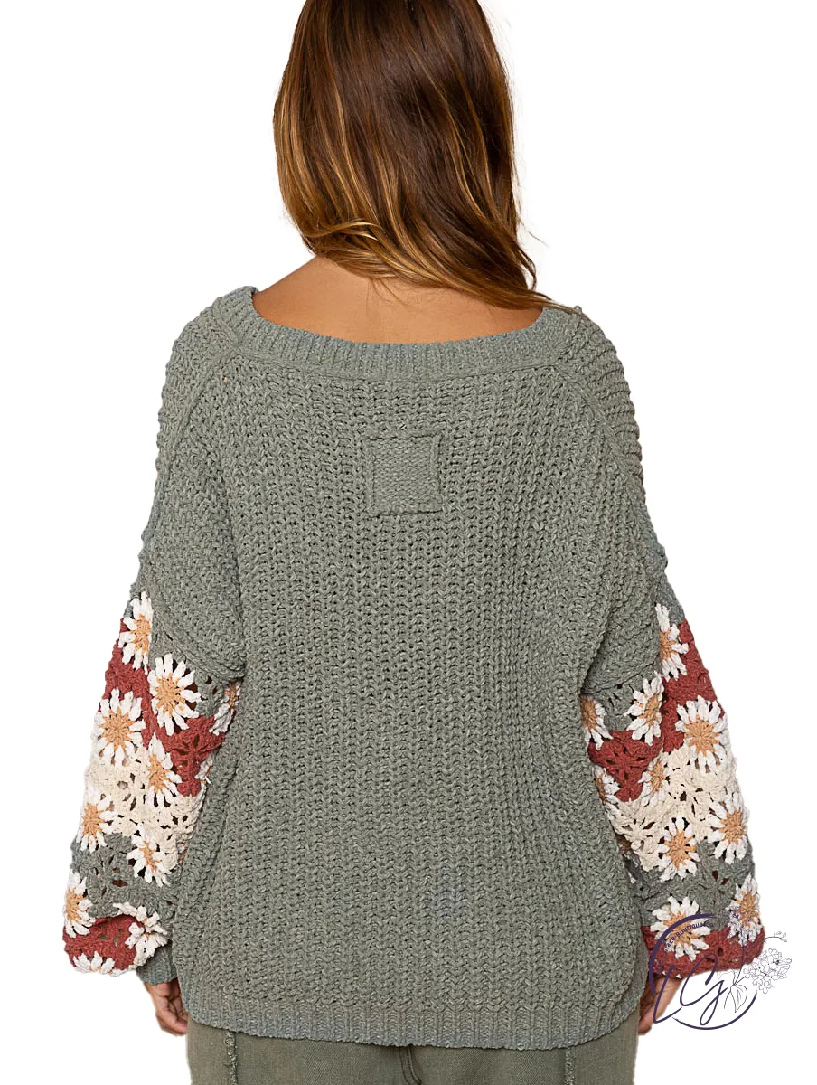 Botanical Patchwork Knit Sweater