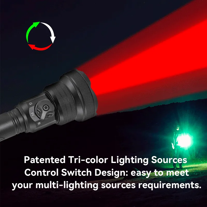 Brinyte T28 White/Red/Green Tri-color Zoomable Rechargeable Night Hunting Light Kit