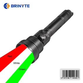 Brinyte T28 White/Red/Green Tri-color Zoomable Rechargeable Night Hunting Light Kit