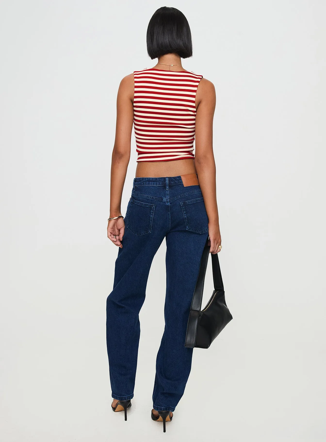 Britta Mid Rise Tapered Leg Jeans Dark Wash