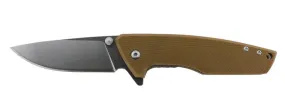 Brown Dog Liner Lock 80mm Folding Blade Knife - Khaki Handle