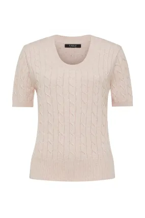 Cable Heritage Cotton Cable Tee - Pale Pink