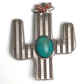 Cactus 1-1/2" Silver / Turquoise Screw Back Concho 1.5"  #SWH-135