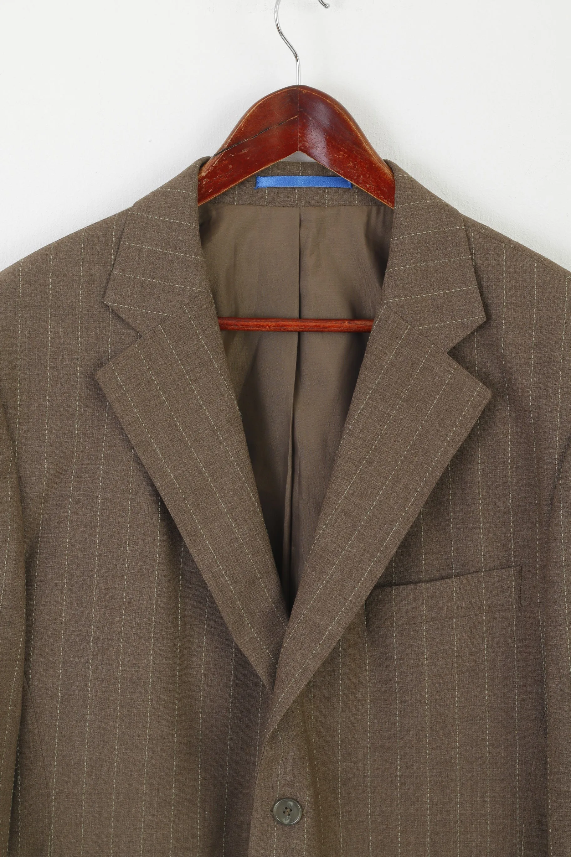 Carducci Men 44 112 Blazer Khaki Wool Striped Vintage Woolrich 110's Jacket