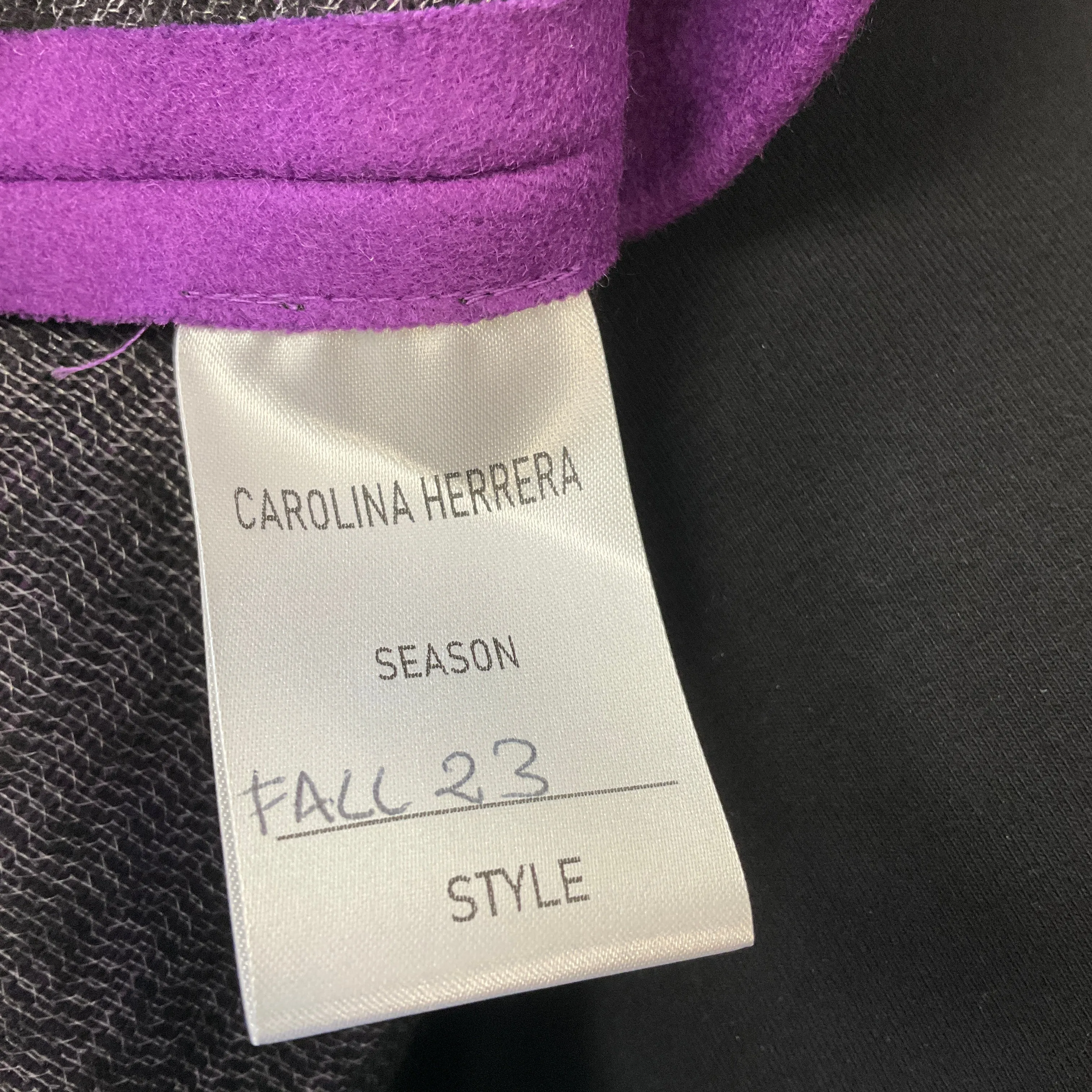 Carolina Herrera Purple Fall 2023 Peplum Mid-Length Wool Coat