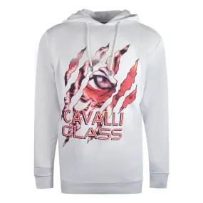 Cavalli Class Peeking Tiger Design White Hoodie