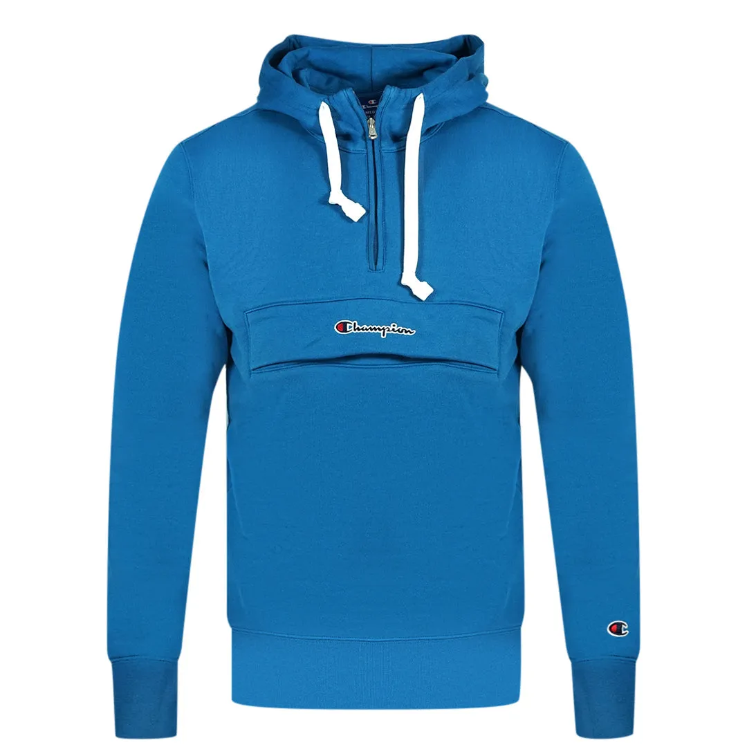 Champion Half Zip Flap Pocket Blue Hoodie