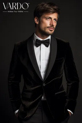 Classic Men's Black Velvet Jacket - Luxury Dinner Blazer