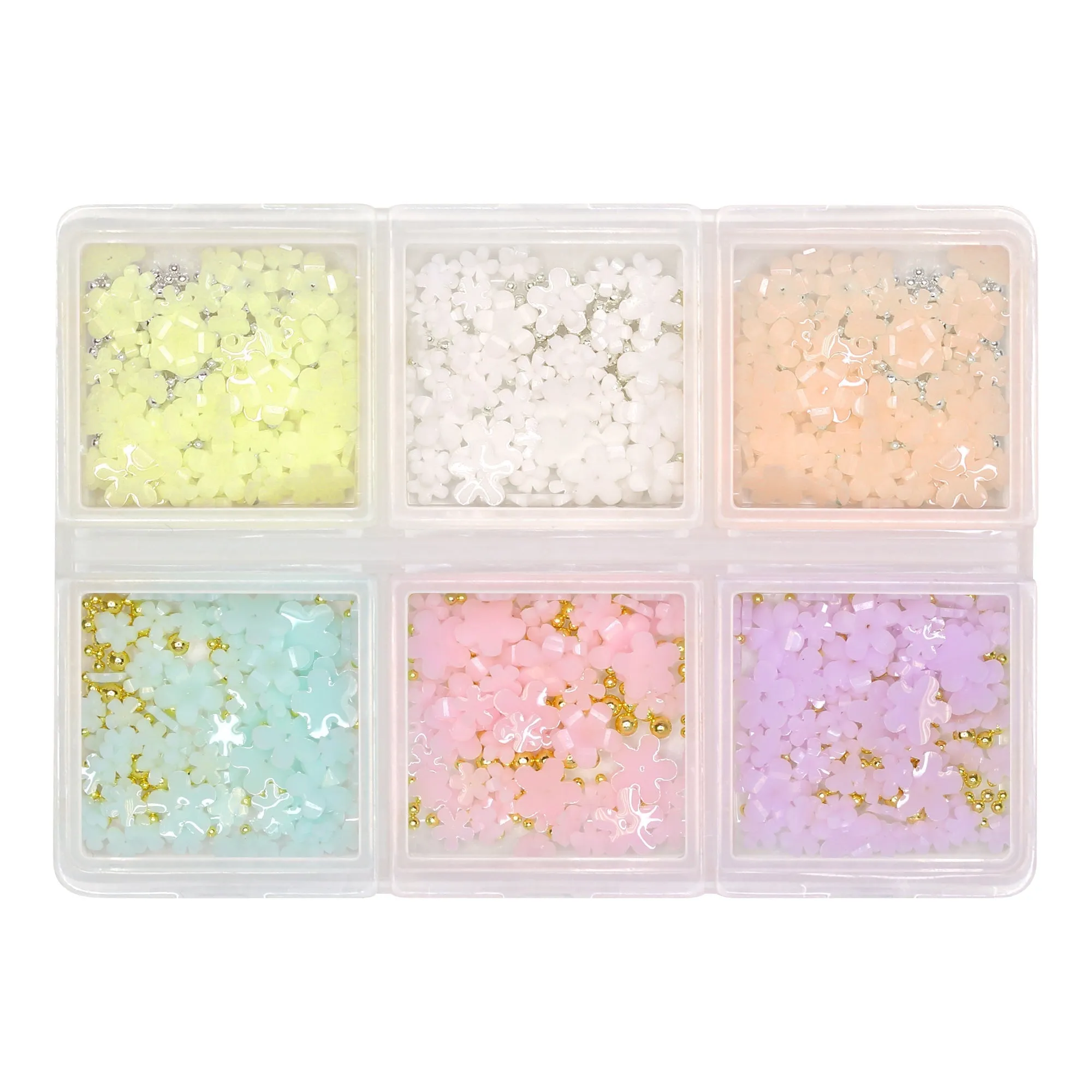 Daily Charme - Pastel Resin Flower & Caviar Beads Mix - 6 Colors