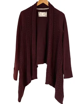 Dark Autumn Burgundy Open Cardigan Sweater