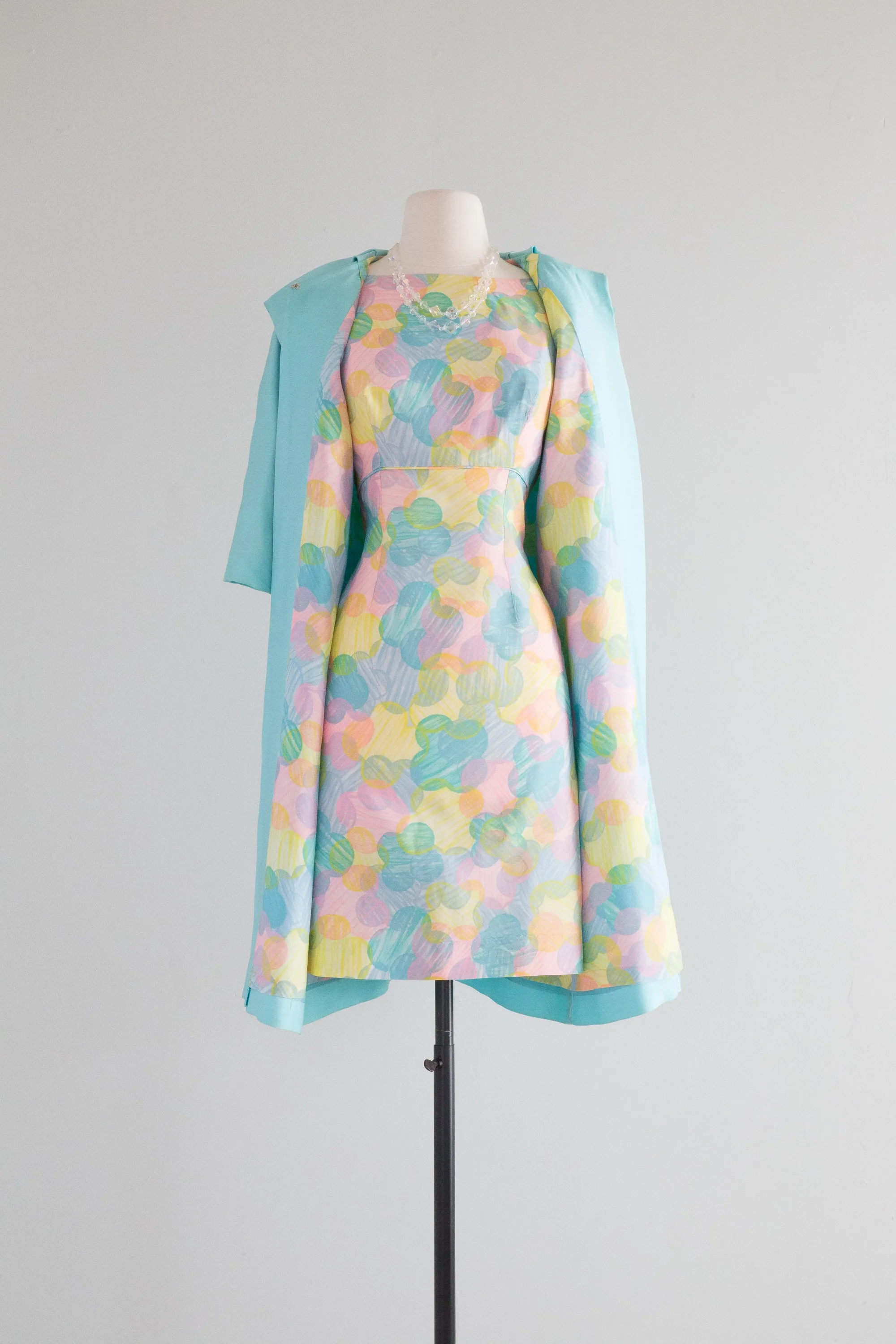 Darling 1960's Easter Egg Dress & Coat Set / SM