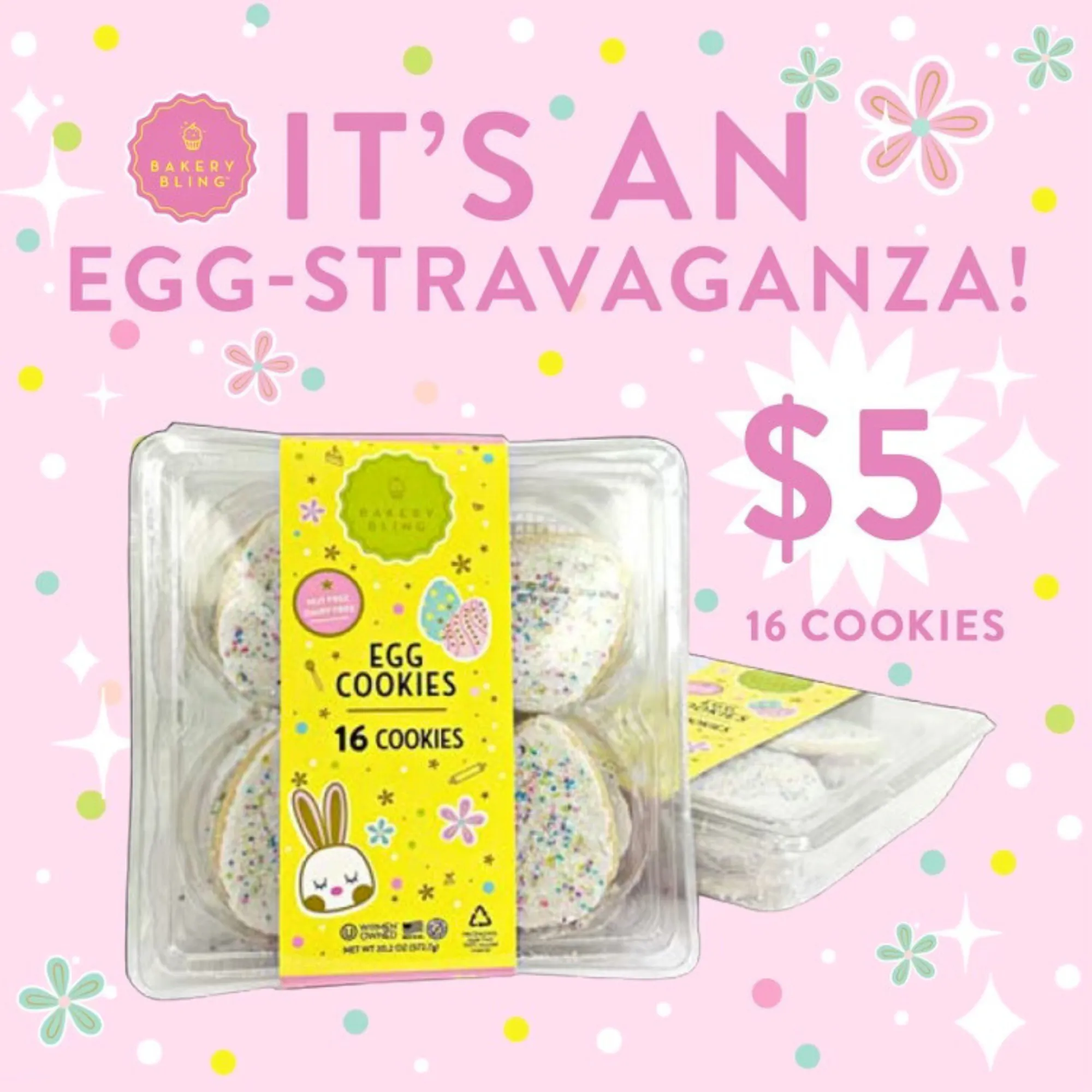 Easter Egg Glittery Cookies (16-Count)