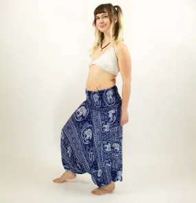 ELEPHANT PATTERNED HAREM PANTS - LOW CROTCH