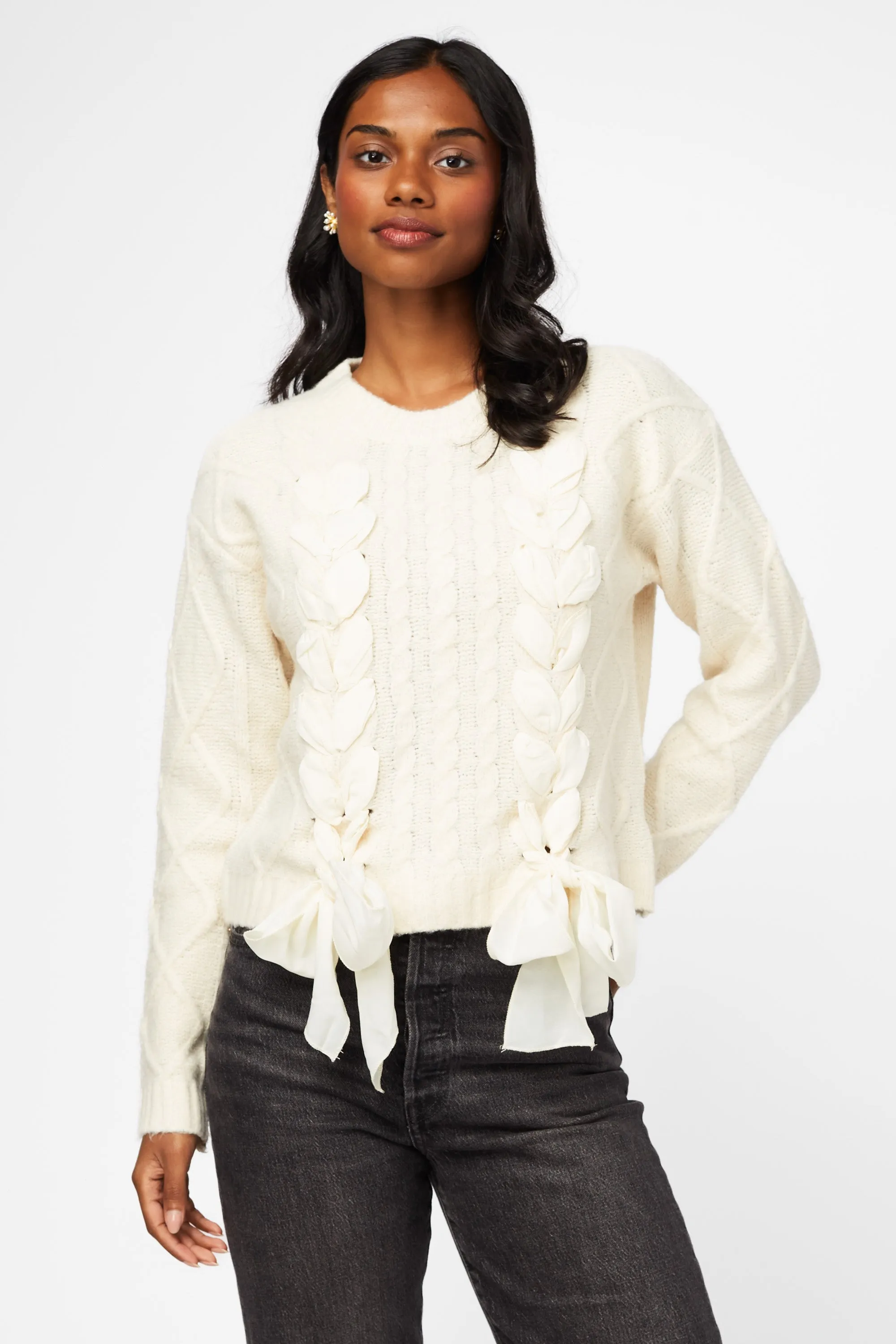 Ellie Ribbon Cable Knit Sweater