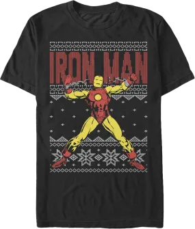 Faux Ugly Iron Man Christmas Sweater Marvel Comics T-Shirt