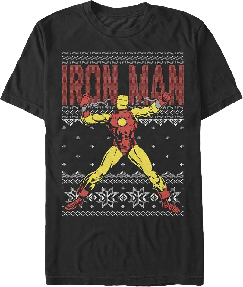 Faux Ugly Iron Man Christmas Sweater Marvel Comics T-Shirt