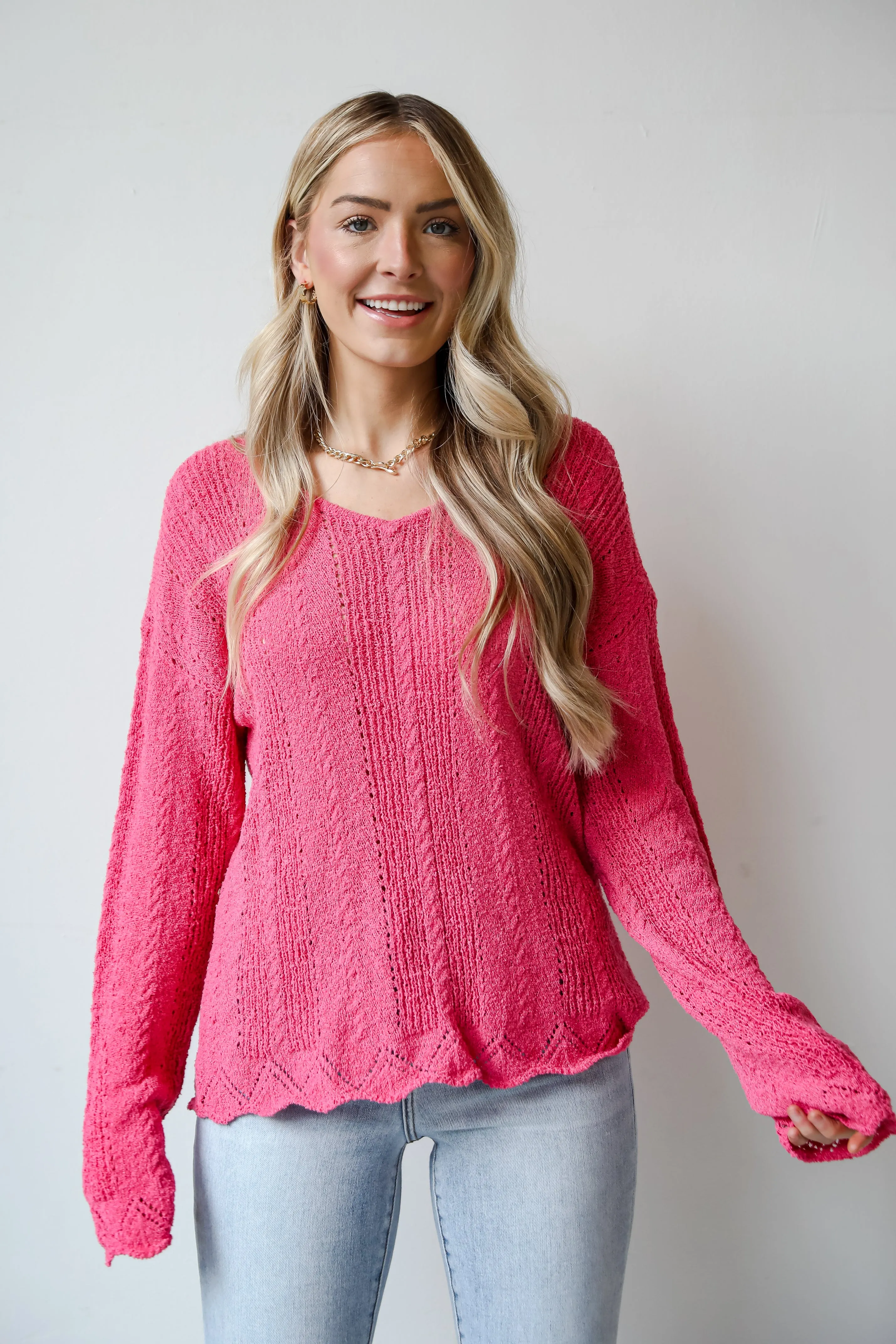 FINAL SALE - Pure Radiance Fuchsia Lightweight Knit Top