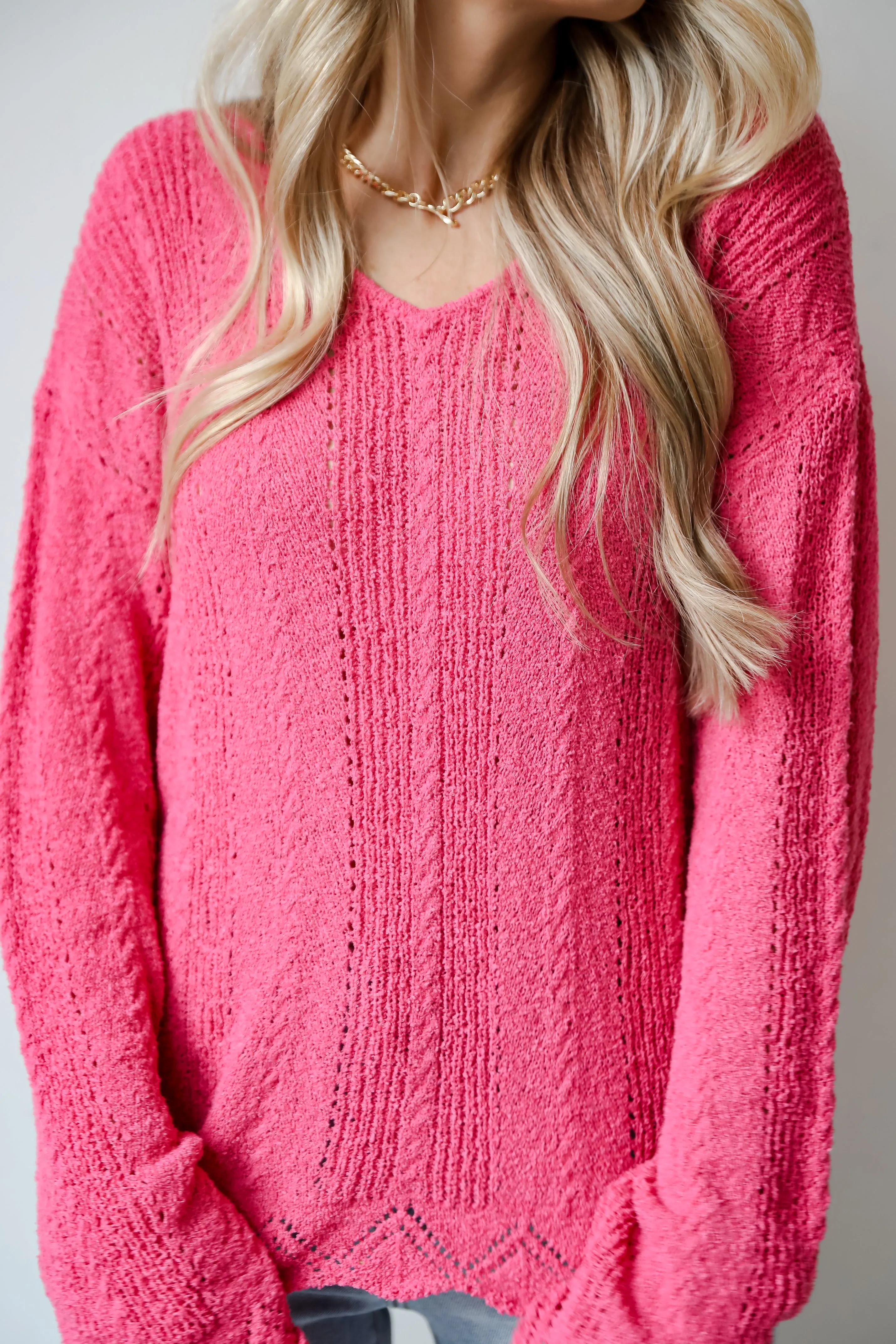 FINAL SALE - Pure Radiance Fuchsia Lightweight Knit Top