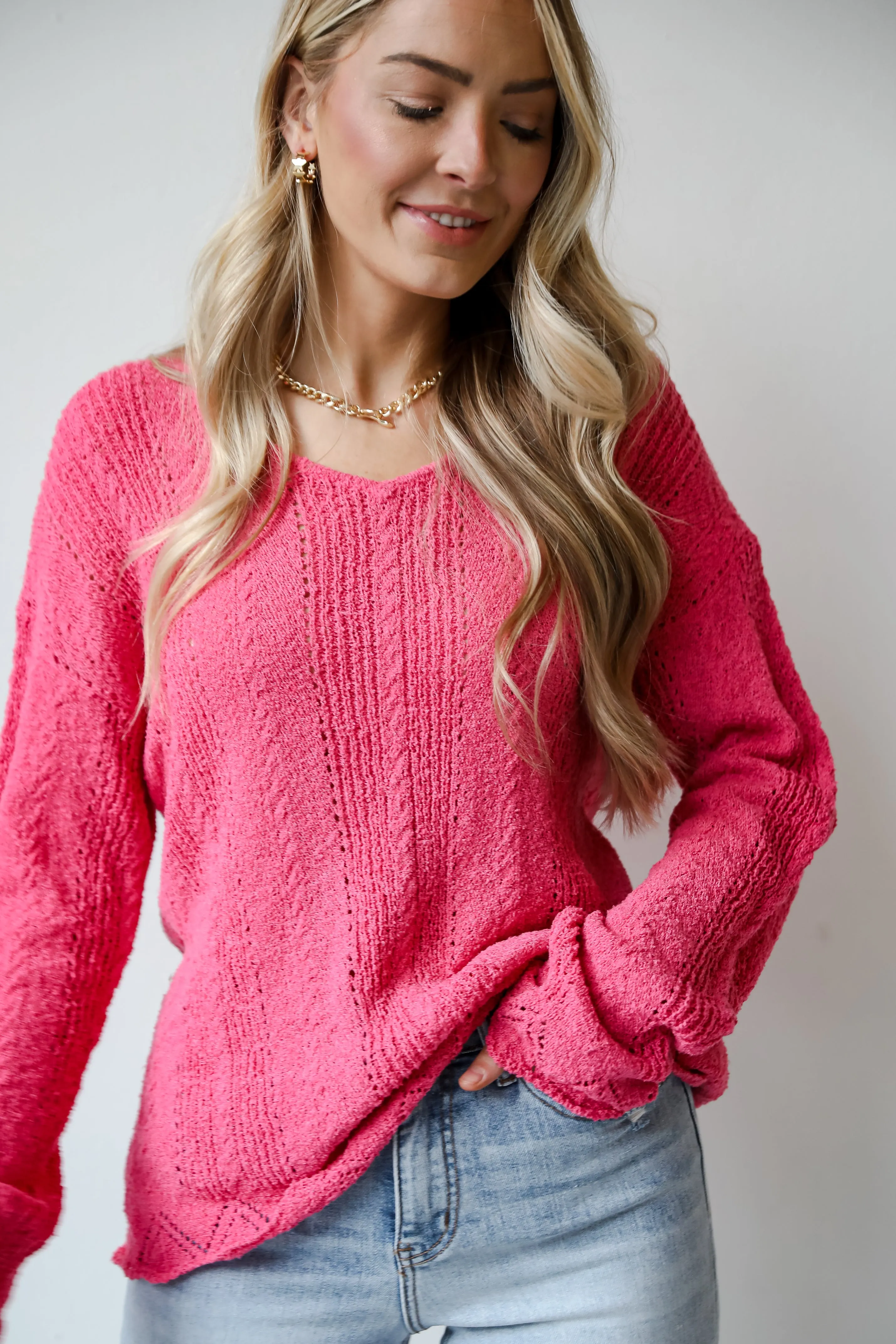 FINAL SALE - Pure Radiance Fuchsia Lightweight Knit Top