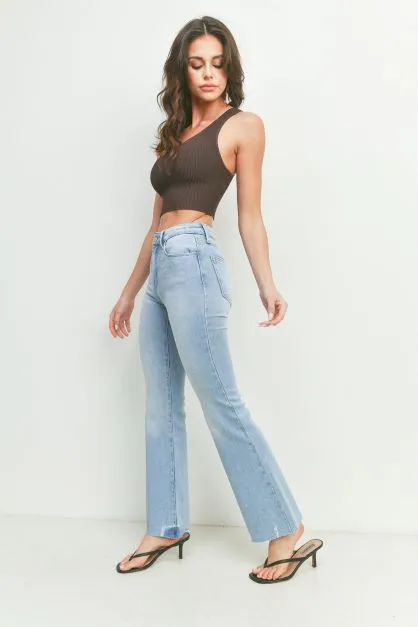 FLARE JEANS WITH HEM DETAIL