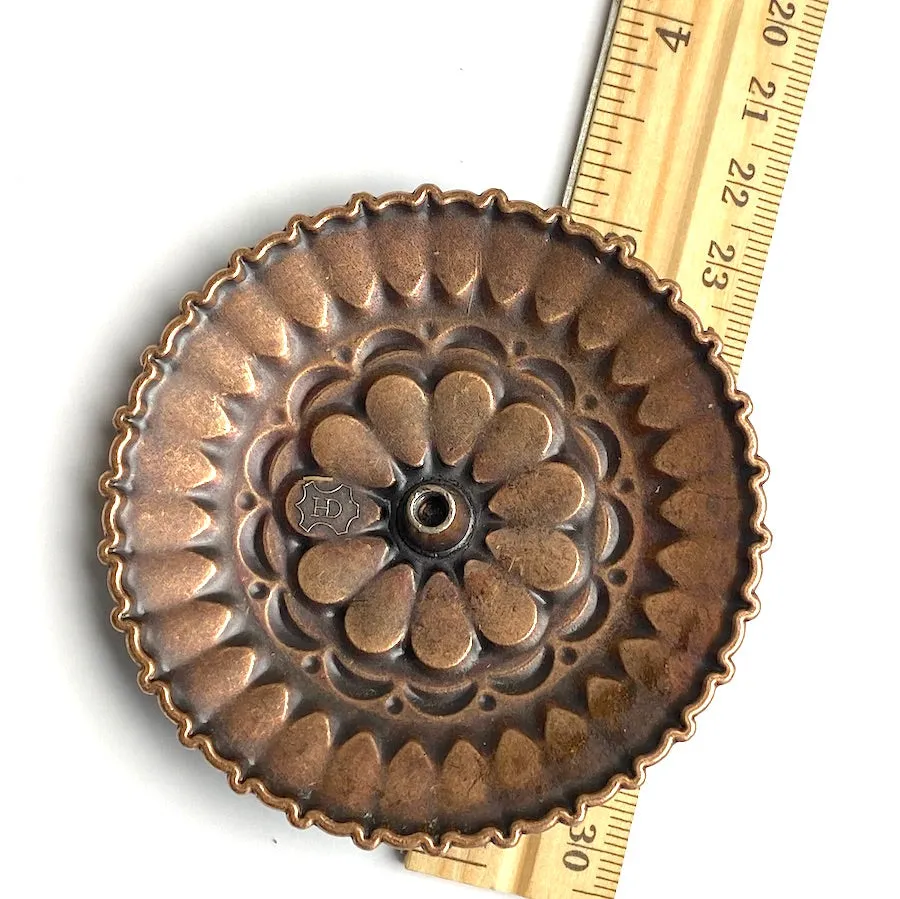 Forty-One Turquoise Flower Antique Copper Concho 3" Screw Back  #SWH-137