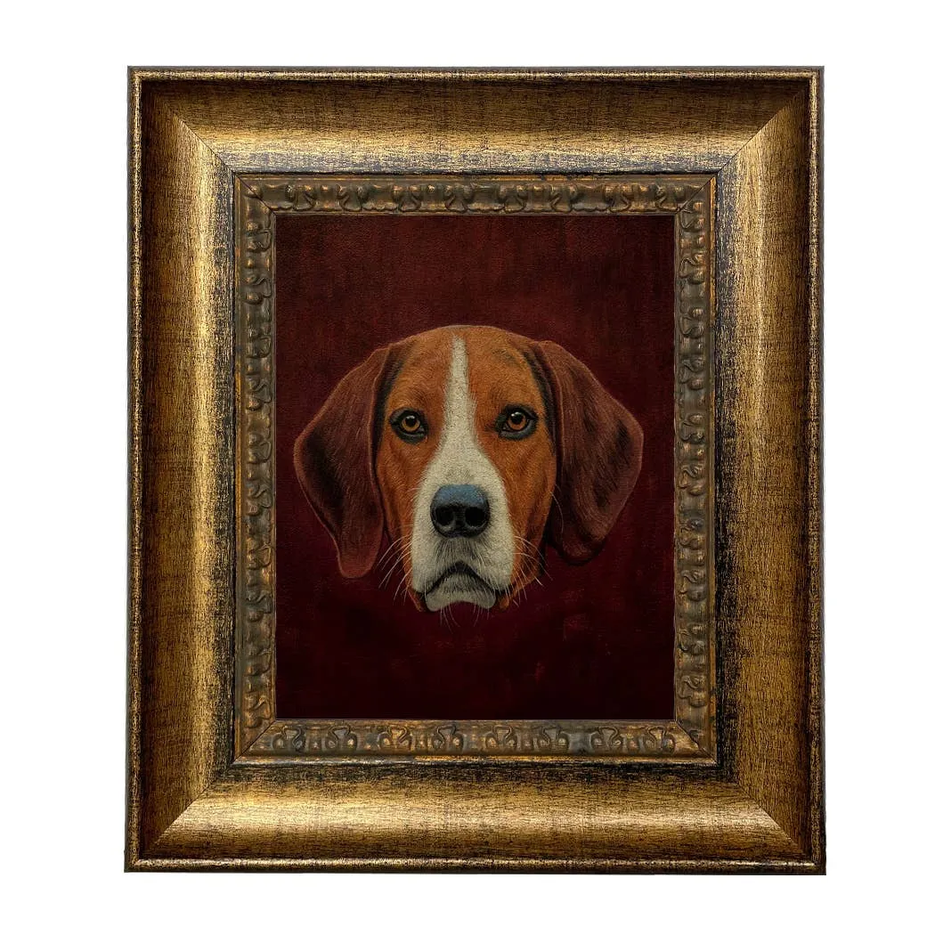 Fox Hound Hunting Dog Framed Oil Painting Print on Canvas