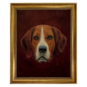 Fox Hound Hunting Dog Framed Oil Painting Print on Canvas